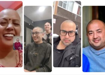 दिदीको क्यान्स​र​को उप​चार​मा हौसला दिन परिवारले कपाल खौरिए