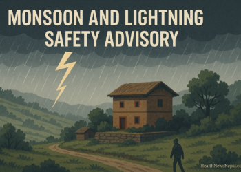 Monsoon and lightning safety advisory illustration