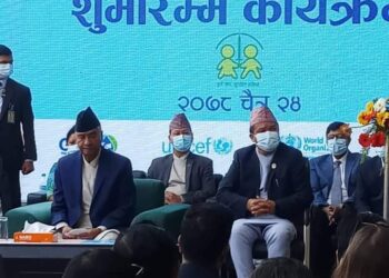 प्रधानमन्त्री शेरबहादुर देउवाबाट टाइफाइड खोप अभियान शुभारम्भ