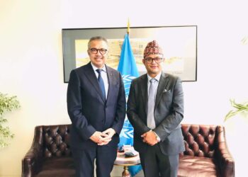 स्वास्थ्यमन्त्री गिरी र डब्लुएचओका महानिर्देशक डा. टेड्रोसबीच भेटवार्ता