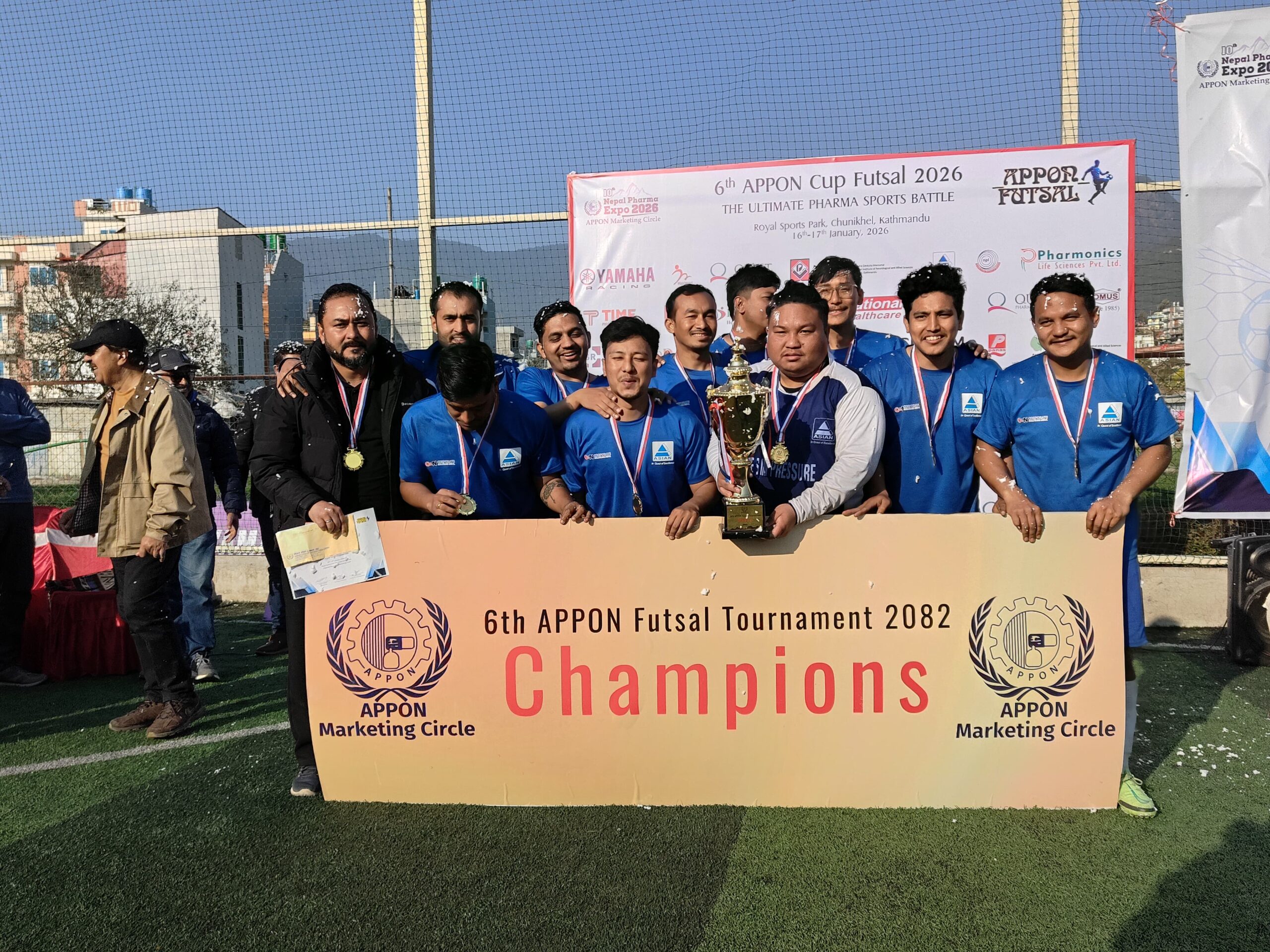 एसियन फर्मास्युटिकल्सलाई ´छैठौँ एपोन फुटसल कप` को उपाधि