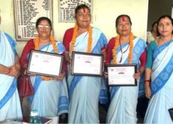 नेपालगन्ज उपमहानगरपालिका द्वारा तीन स्वास्थ्य महिला स्वंयसेविका सम्मानित